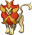 Shiny sprite for Pyroar's male form.