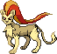 Shiny sprite for Pyroar's female form.