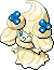 Normal sprite for Alcremie's Caramel Swirl form with a Berry sweet.