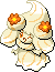 Normal sprite for Alcremie's Caramel Swirl form with a Flower sweet.