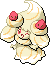 Normal sprite for Alcremie's Caramel Swirl form with a Strawberry sweet.