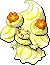 Normal sprite for Alcremie's Lemon Cream form with a Flower sweet.