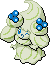 Normal sprite for Alcremie's Matcha Cream form with a Berry sweet.