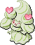 Normal sprite for Alcremie's Matcha Cream form with a Love sweet.