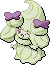 Normal sprite for Alcremie's Matcha Cream form with a Ribbon sweet.