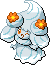 Normal sprite for Alcremie's Mint Cream form with a Flower sweet.