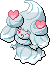 Normal sprite for Alcremie's Mint Cream form with a Love sweet.