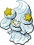 Normal sprite for Alcremie's Mint Cream form with a Star sweet.