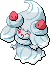 Normal sprite for Alcremie's Mint Cream form with a Strawberry sweet.