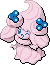 Normal sprite for Alcremie's Ruby Cream form with a Berry sweet.