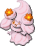 Normal sprite for Alcremie's Ruby Cream form with a Flower sweet.