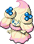 Normal sprite for Alcremie's Ruby Swirl form with a Berry sweet.