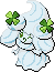 Normal sprite for Alcremie's Salted Cream form with a Clover sweet.