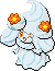 Normal sprite for Alcremie's Salted Cream form with a Flower sweet.