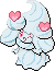 Normal sprite for Alcremie's Salted Cream form with a Love sweet.