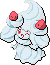 Normal sprite for Alcremie's Salted Cream form with a Strawberry sweet.