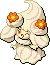 Normal sprite for Alcremie's Vanilla Cream form with a Flower sweet.