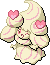 Normal sprite for Alcremie's Vanilla Cream form with a Love sweet.