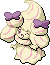 Normal sprite for Alcremie's Vanilla Cream form with a Ribbon sweet.