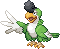 Normal sprite for Squawkabilly with green plumage.