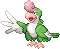 Shiny sprite for Squawkabilly with green plumage.